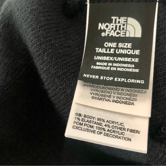 The North Face Ski Tuke Beanie Pom Hat in Mallard Blue Abstract OS NWT - Picture 5 of 5